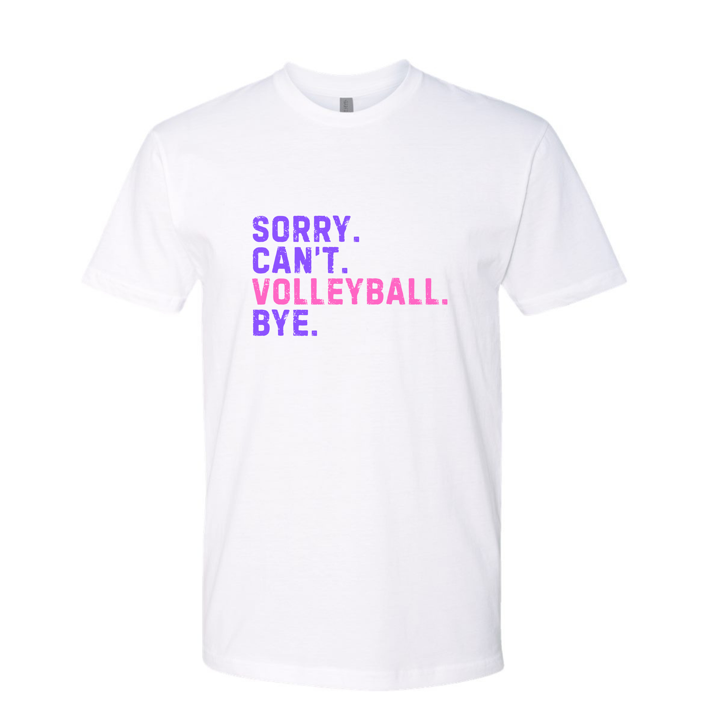 Sorry. Can't. Volleyball. Bye. Purple and Pink