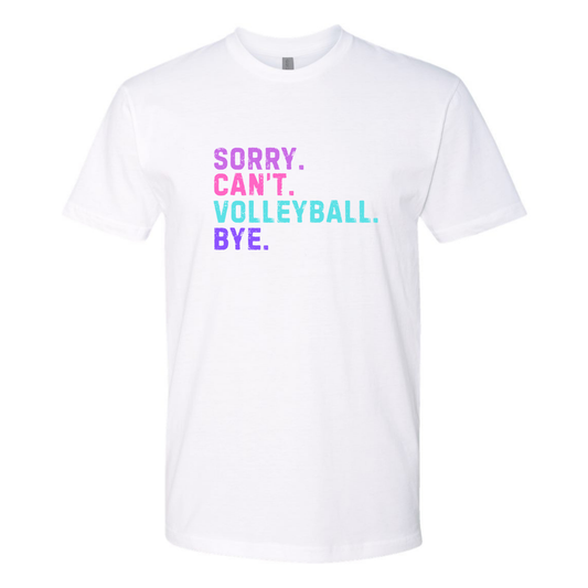 Sorry. Can't. Volleyball. Bye. - Pink, Teal, Purple